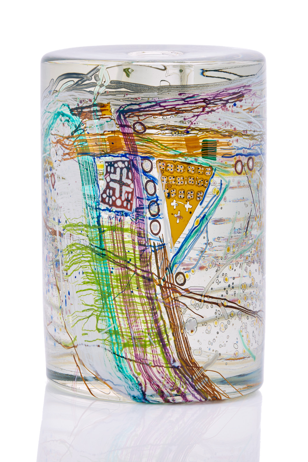 Dale Chihuly, Cross and Stitched Yellow Shard Blanket Cylinder #43, 2019 