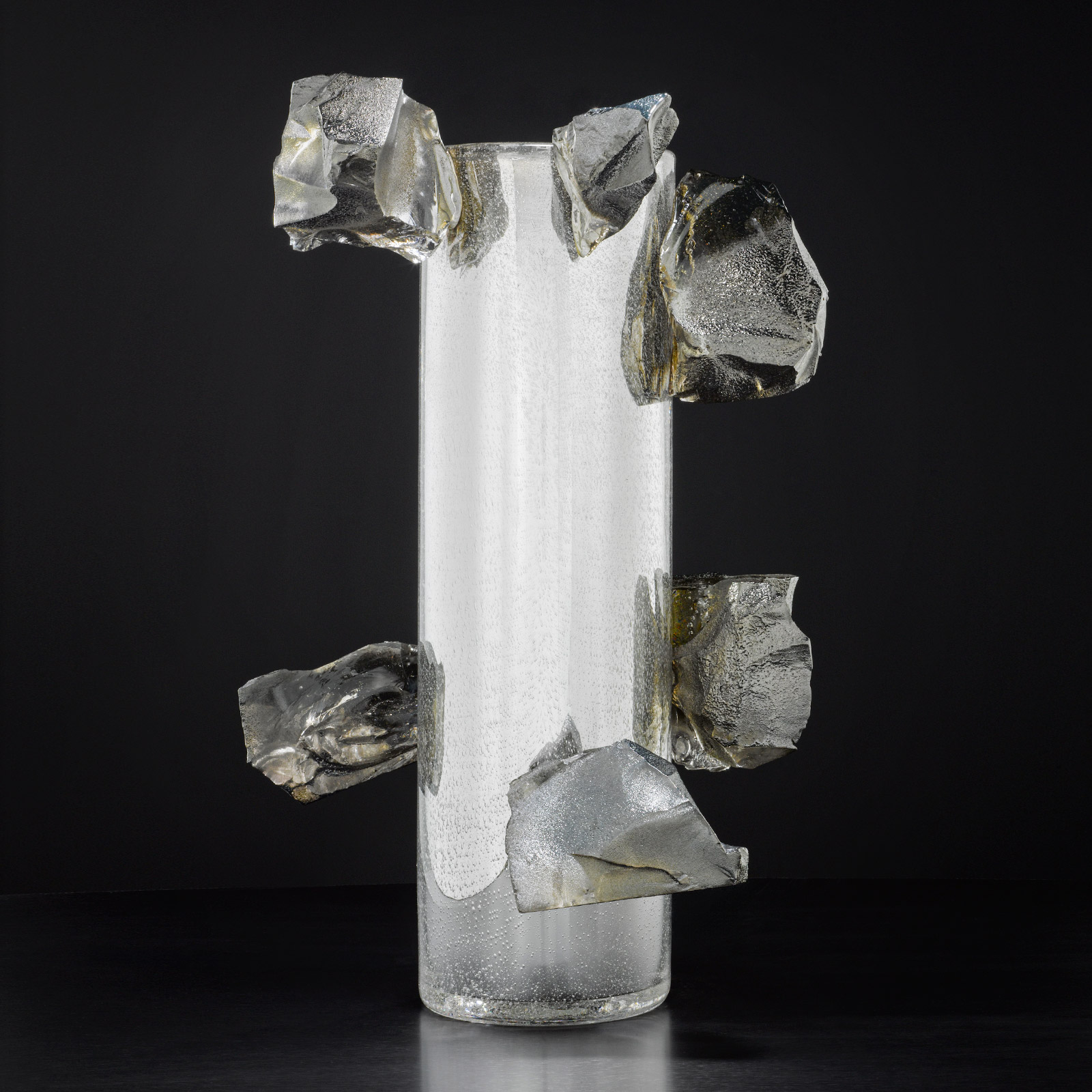 Dale Chihuly, Silvered Jerusalem Cylinder with Graphite Crystals, 2012