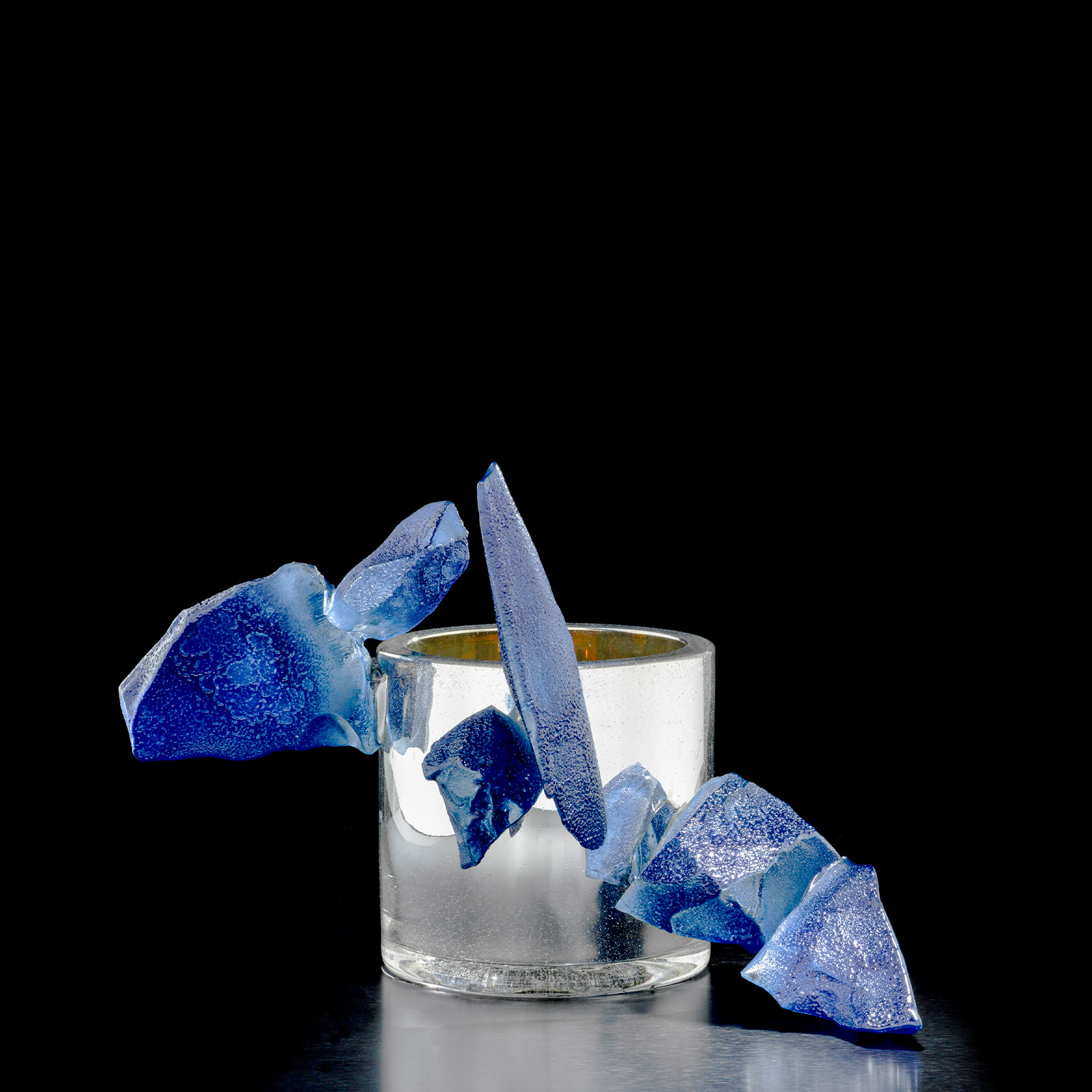 Dale Chihuly, Silvered Jerusalem Cylinder with Indigo Crystals, 2012