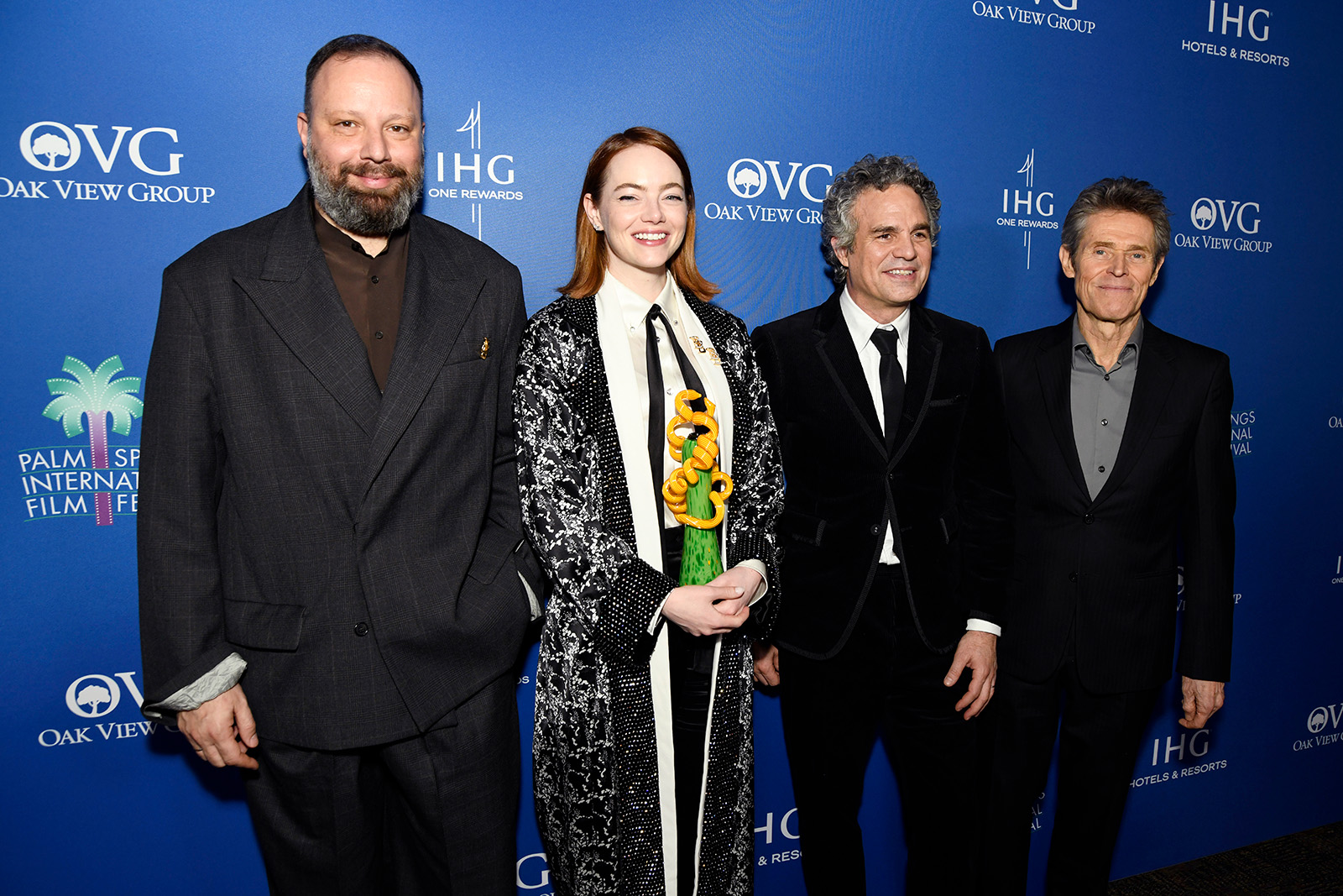 Yorgos Lanthimos, Emma Stone, Mark Ruffalo, and Willem Dafoe 