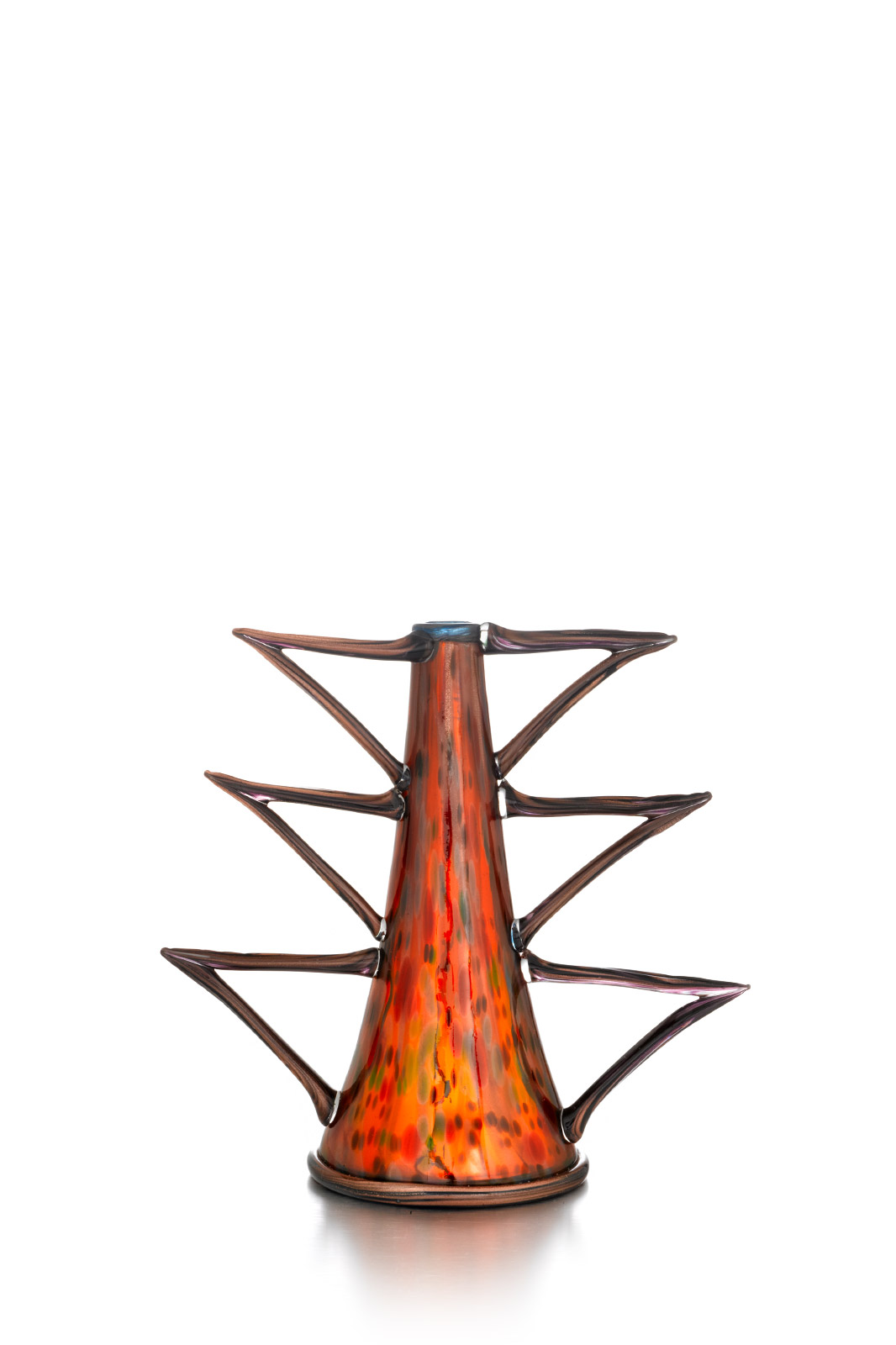 Dale Chihuly, Silvered Copper Streaked Piccolo Venetian with Bows, 1997