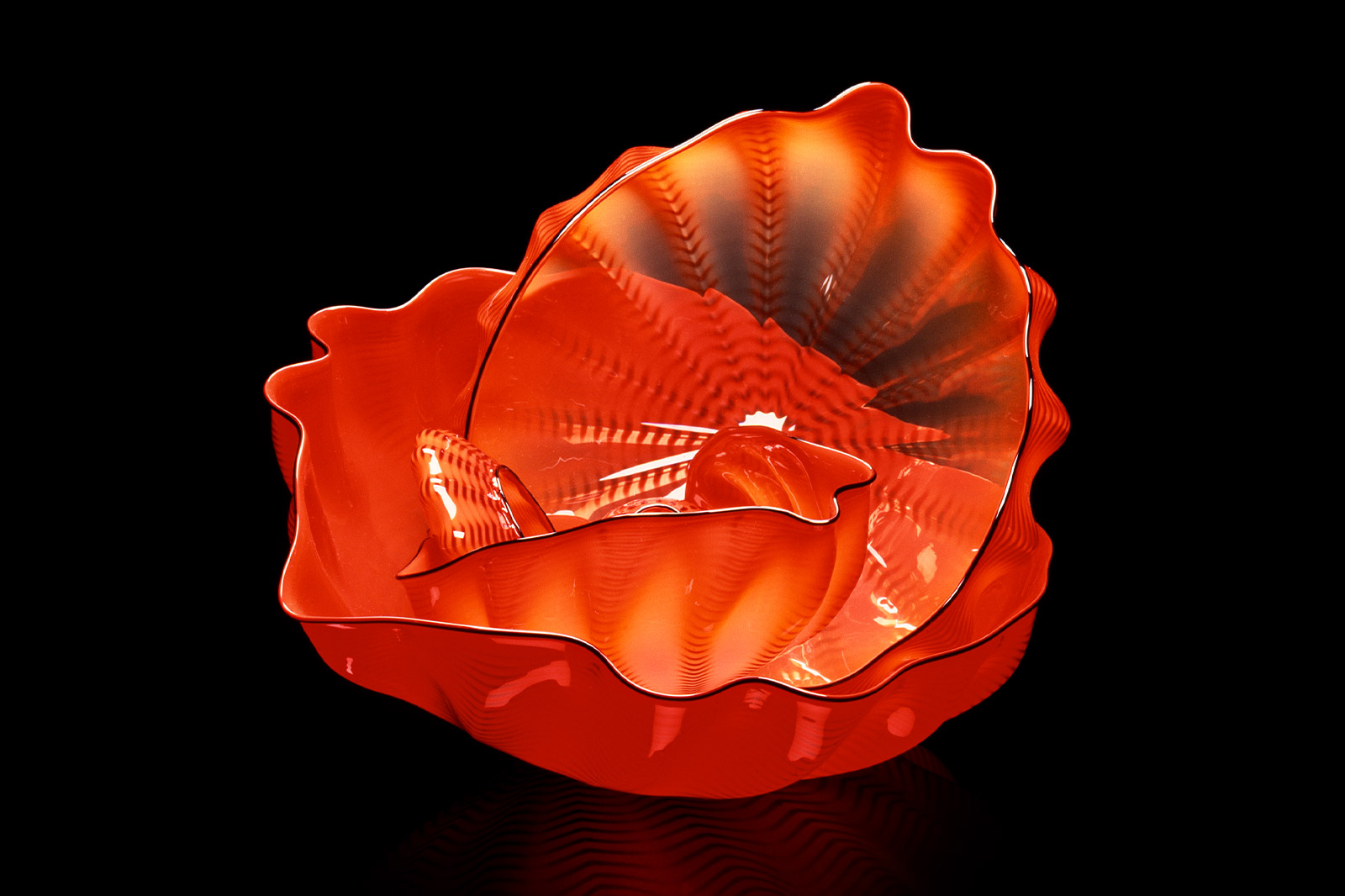 Dale Chihuly, Damascan Red Seaform Set with Raven Lip Wraps, 1998