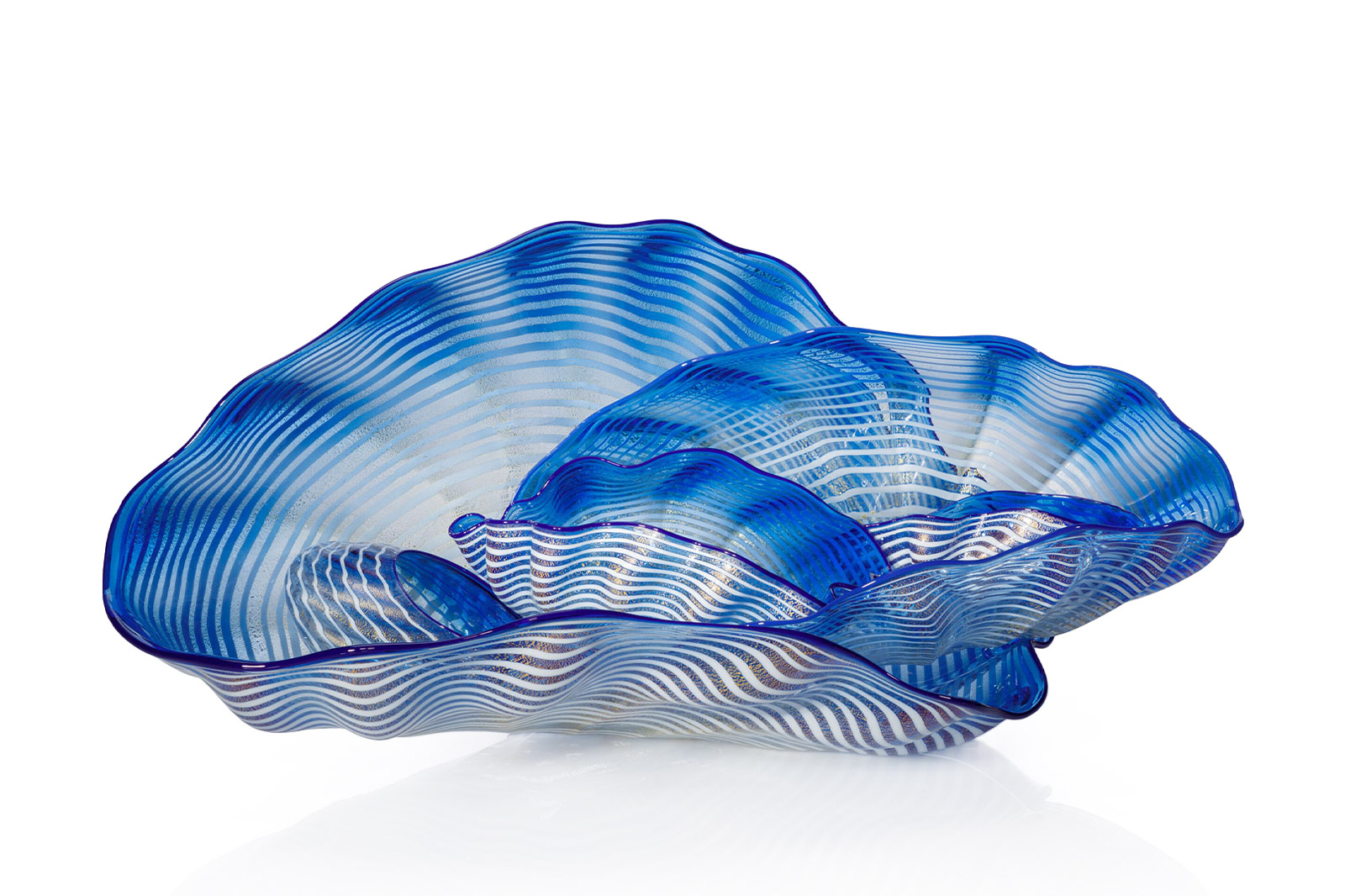 Dale Chihuly, Indigo Gold Leaf Seaform Set with Midnight Lip Wraps, 2014