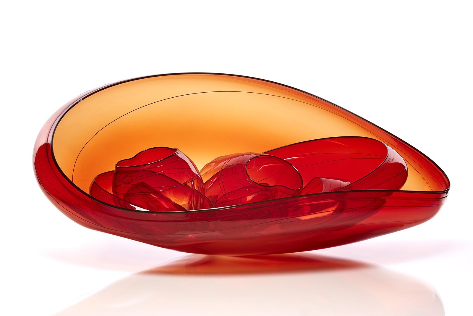 Fire Ruby Basket Set with Slate Lip Wraps (2017) by Dale Chihuly