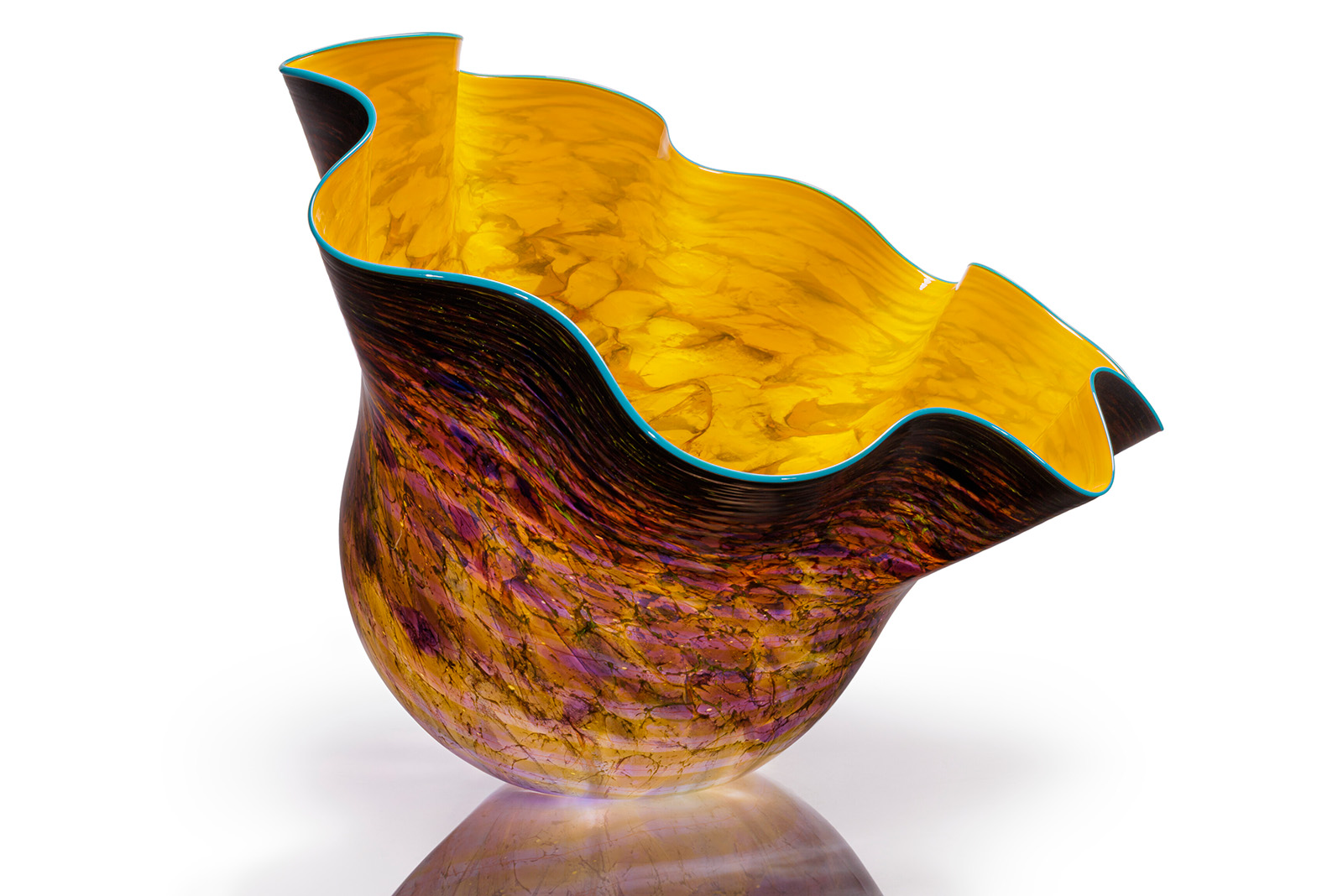 Chihuly, Goldenrod Macchia with Aqua Lip Wrap, 2000