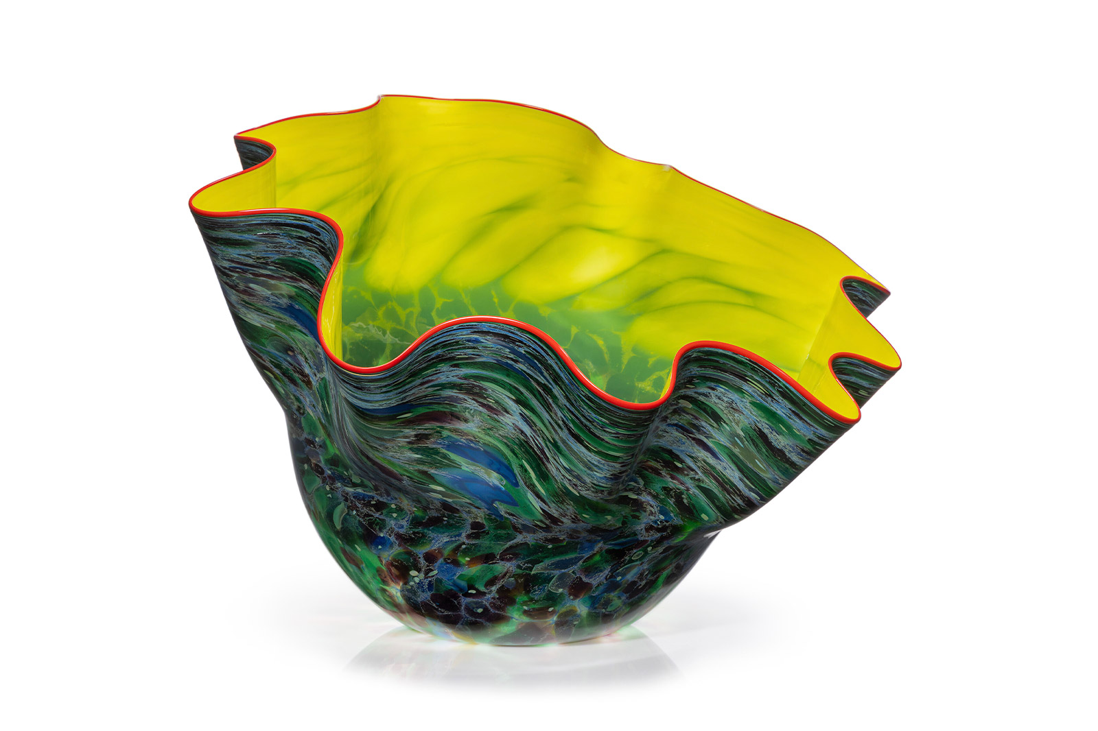 Vivid Yellow Macchia with Crimson Lip Wrap, 2004, Dale Chihuly