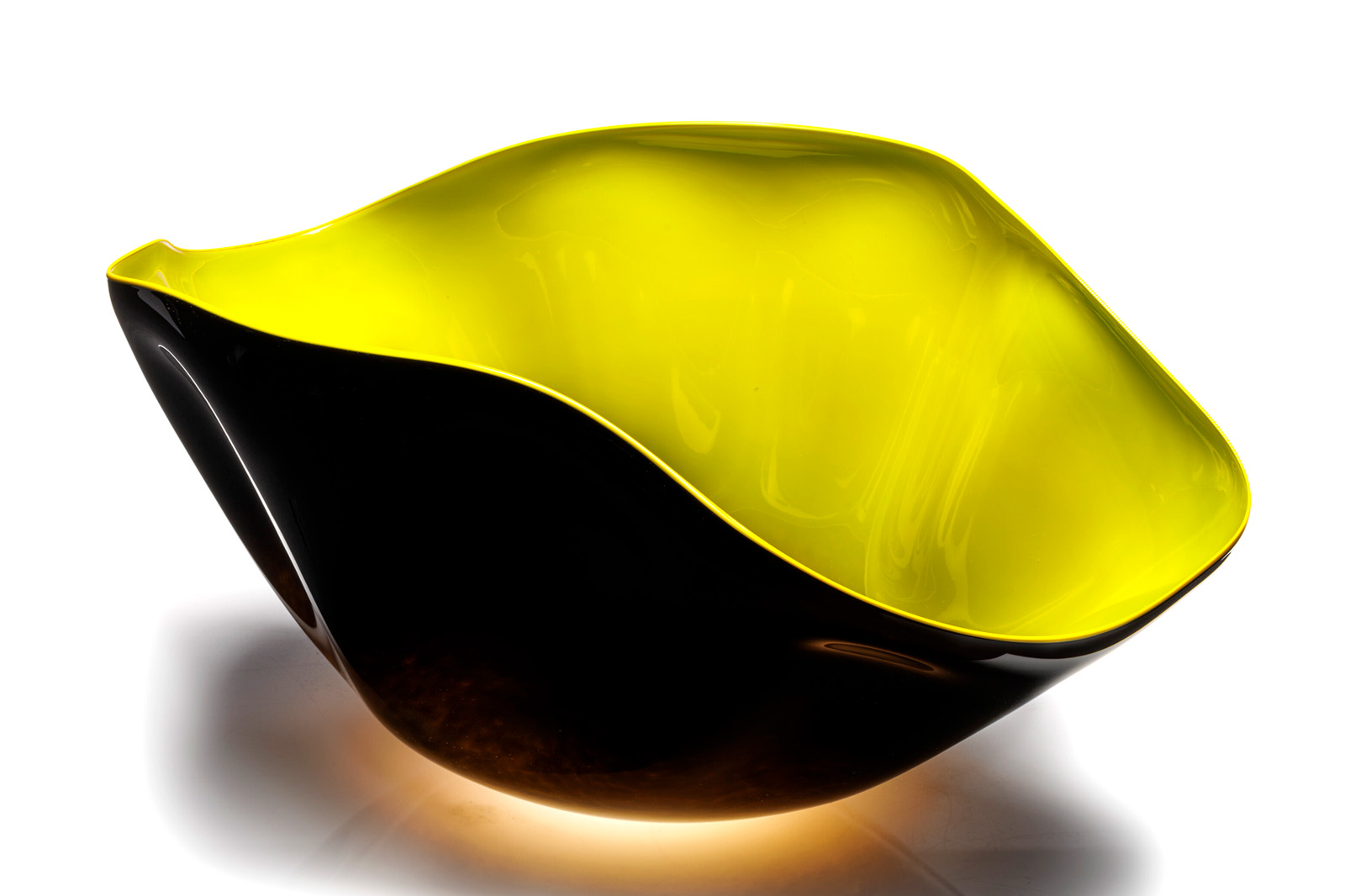 Chihuly, Black Basket with Spectra Yellow Lip Wrap, 2006