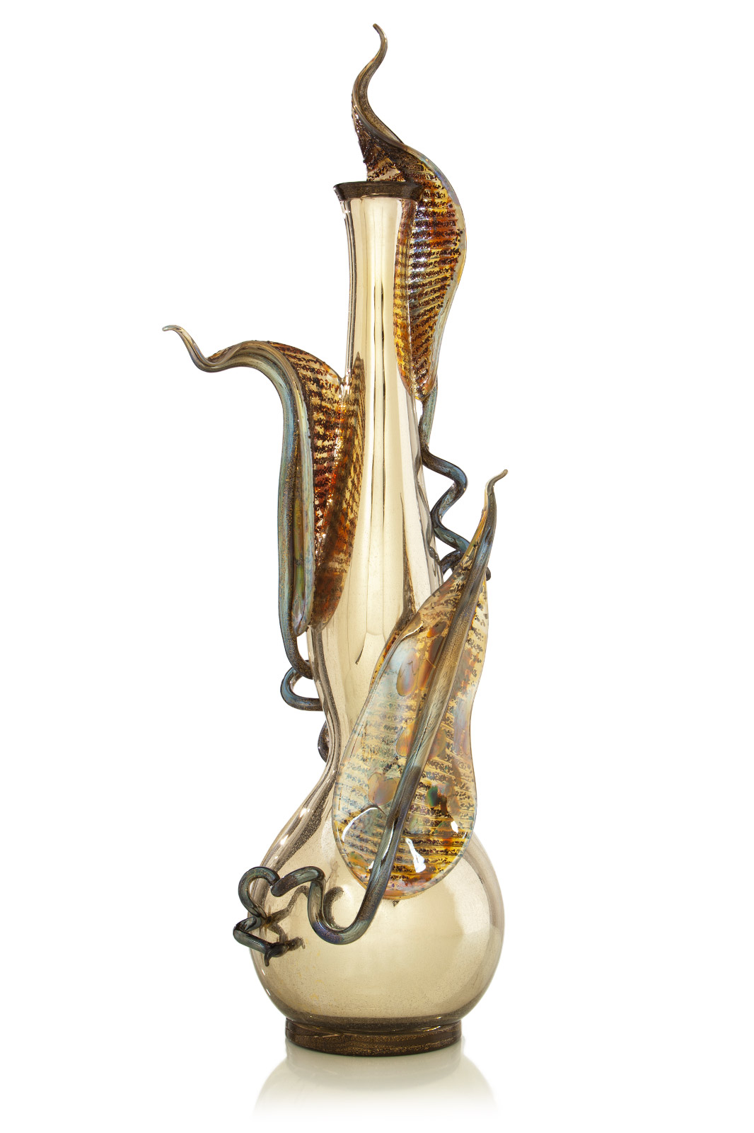 Dale Chihuly, Gold Venetian with Leaves and Indigo Coils, 2010