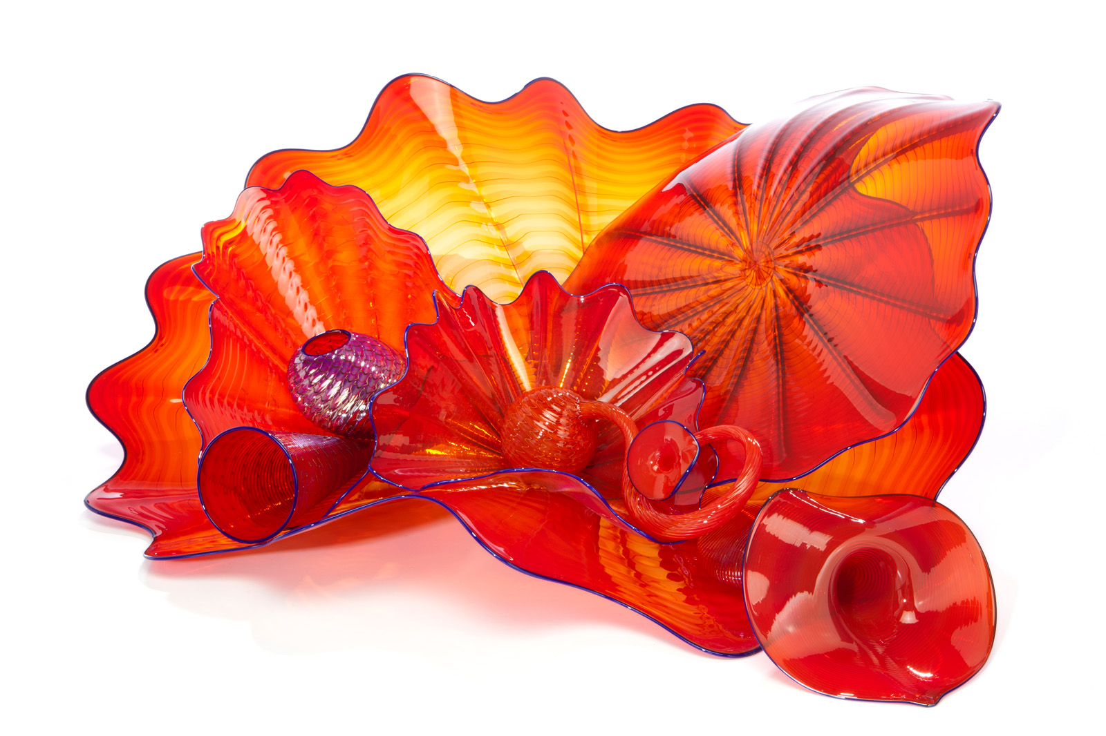 Cerise Persian Set with Royal Blue Lip Wraps, 2012 by Dale Chihuly