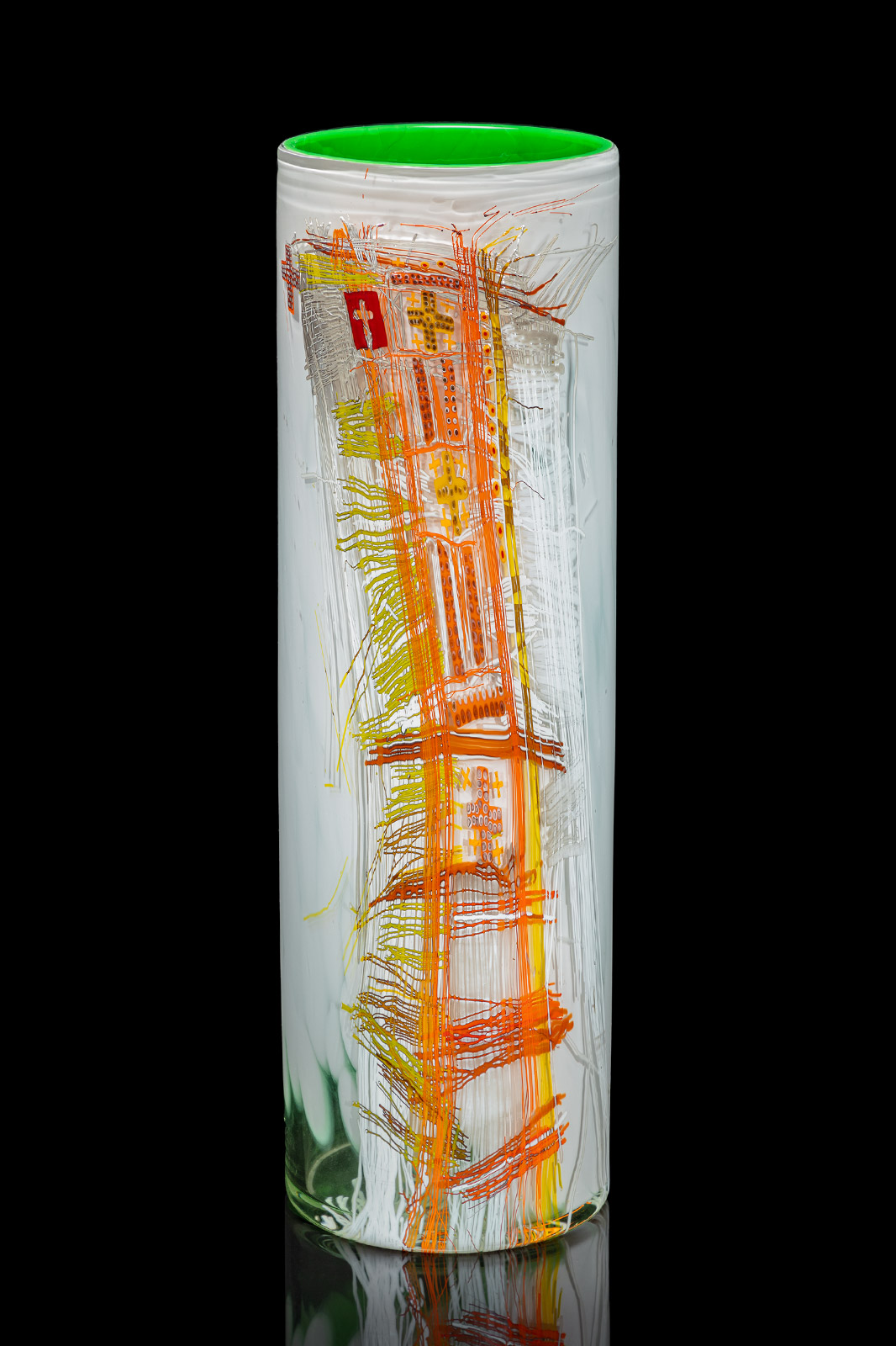 Dale Chihuly, Spring Green White Cylinder with Drawing, 2012