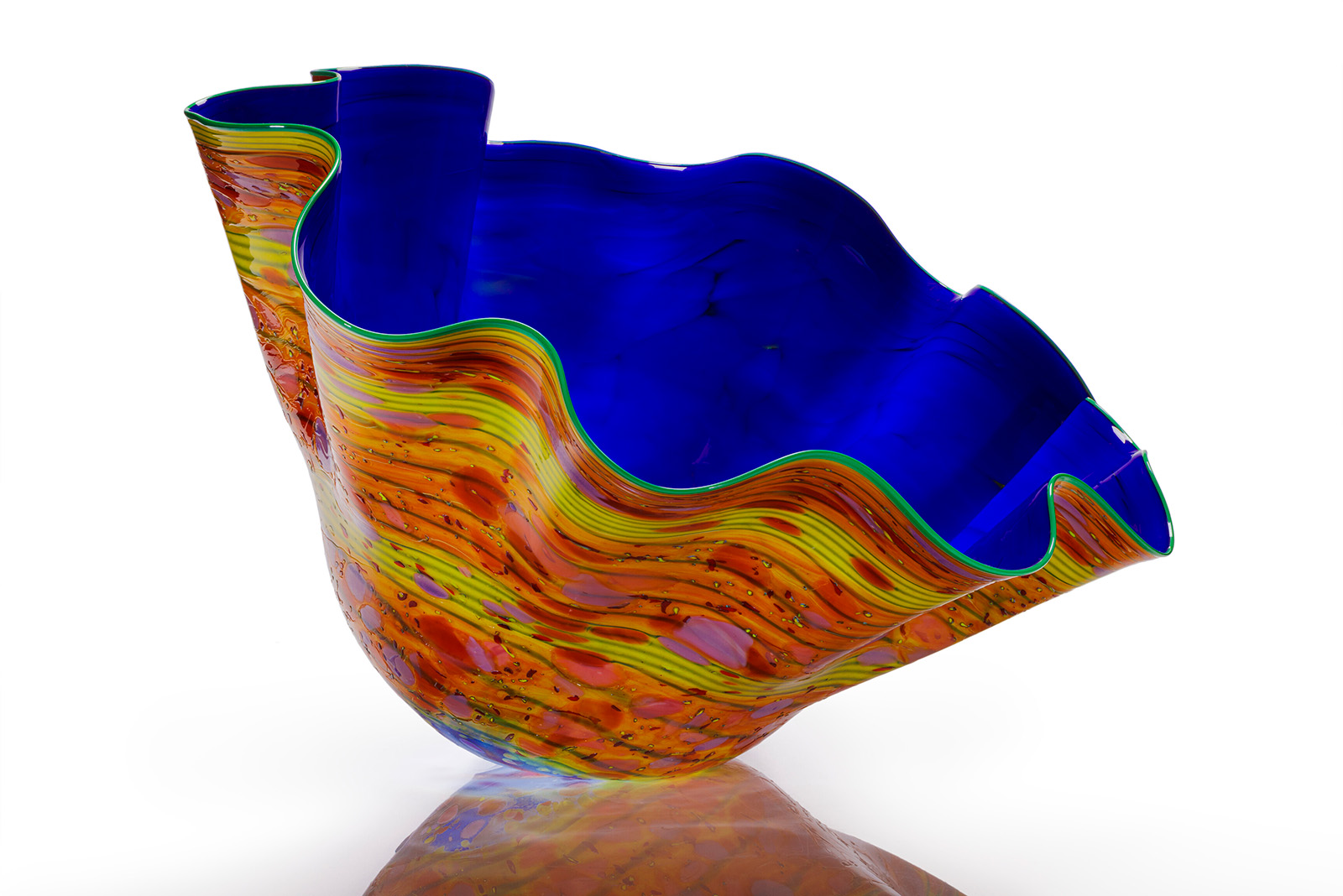 Chihuly, Oxide Blue Macchia with Pale Forest Lip Wrap, 2012