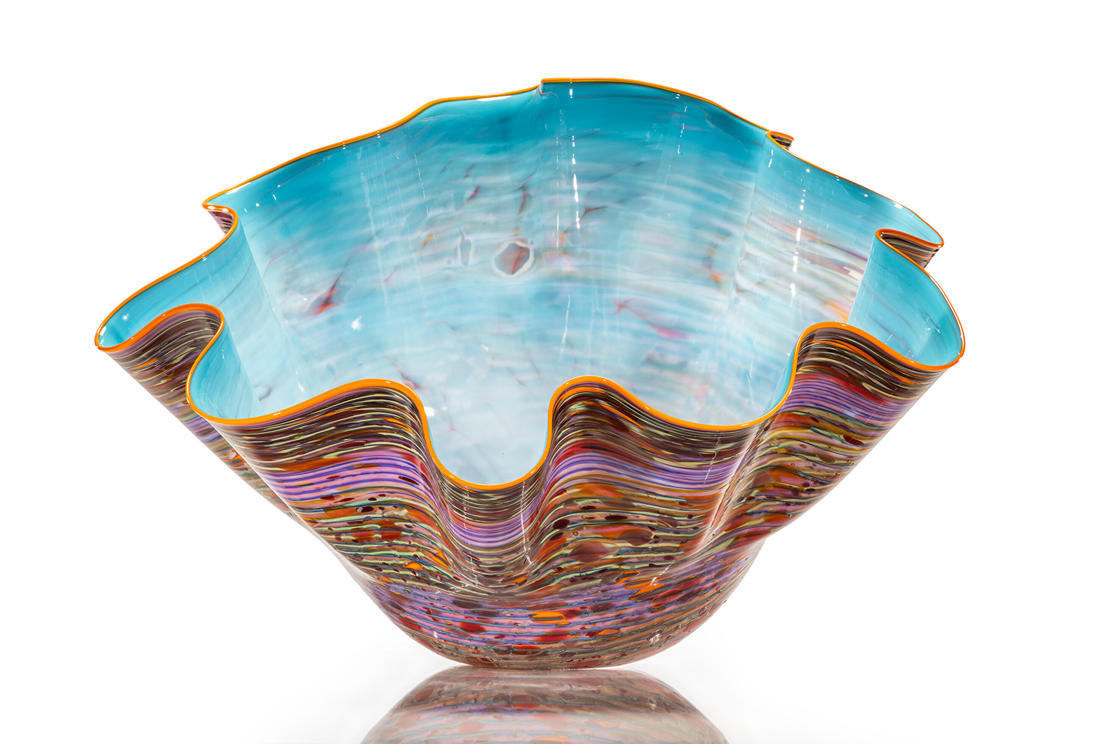 Chihuly, Deep Sky Blue Macchia with Golden Lip Wrap, 2012
