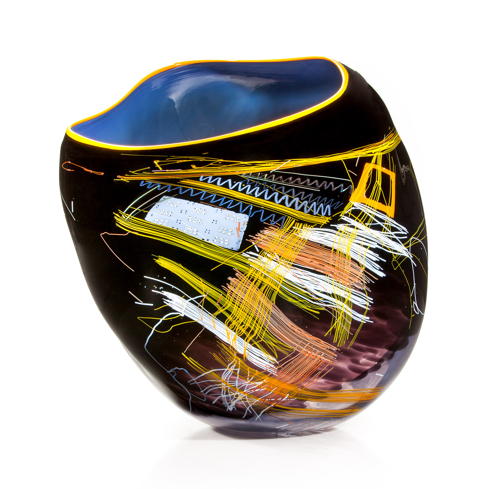 Dale Chihuly, Black Indigo Soft Cylinder with Yellow Lip Wrap, 2013