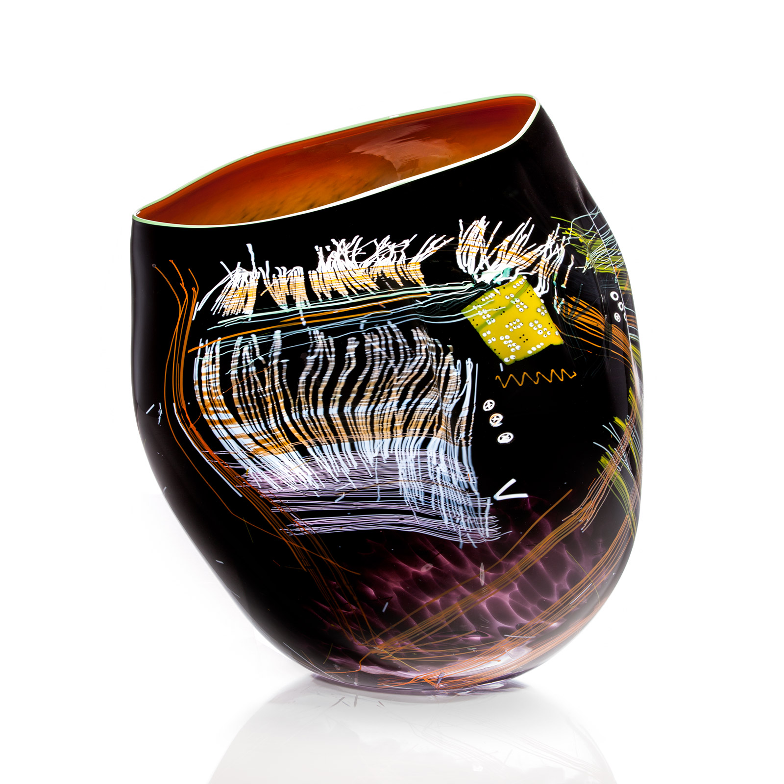 Dale Chihuly, Black Umber Soft Cylinder with Pale Green Lip Wrap, 2013