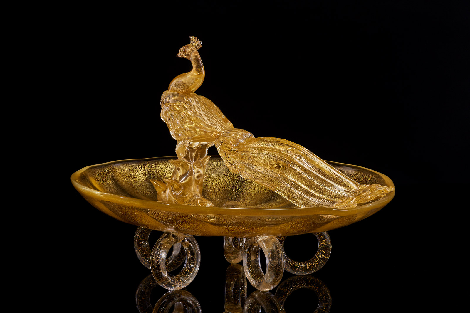 Dale Chihuly, Clear and Gilded Peacock, 2013