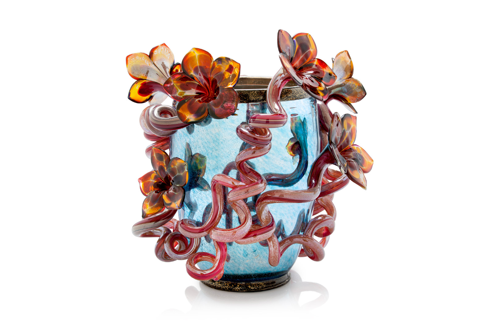 Dale Chihuly, Silvered Aqua Venetian with Roseberry Flowers, 2014