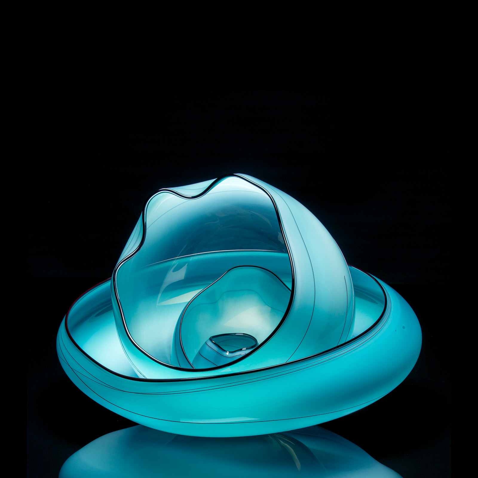 Chihuly, Cerulean Blue Basket Set with Slate Lip Wraps, 201