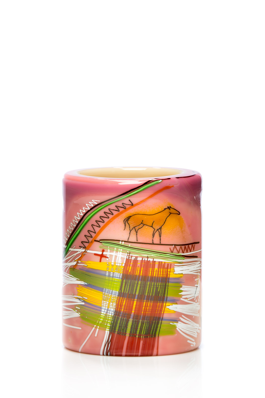 Dale Chihuly, Peach Cylinder with Indian Blanket Drawing, 2016