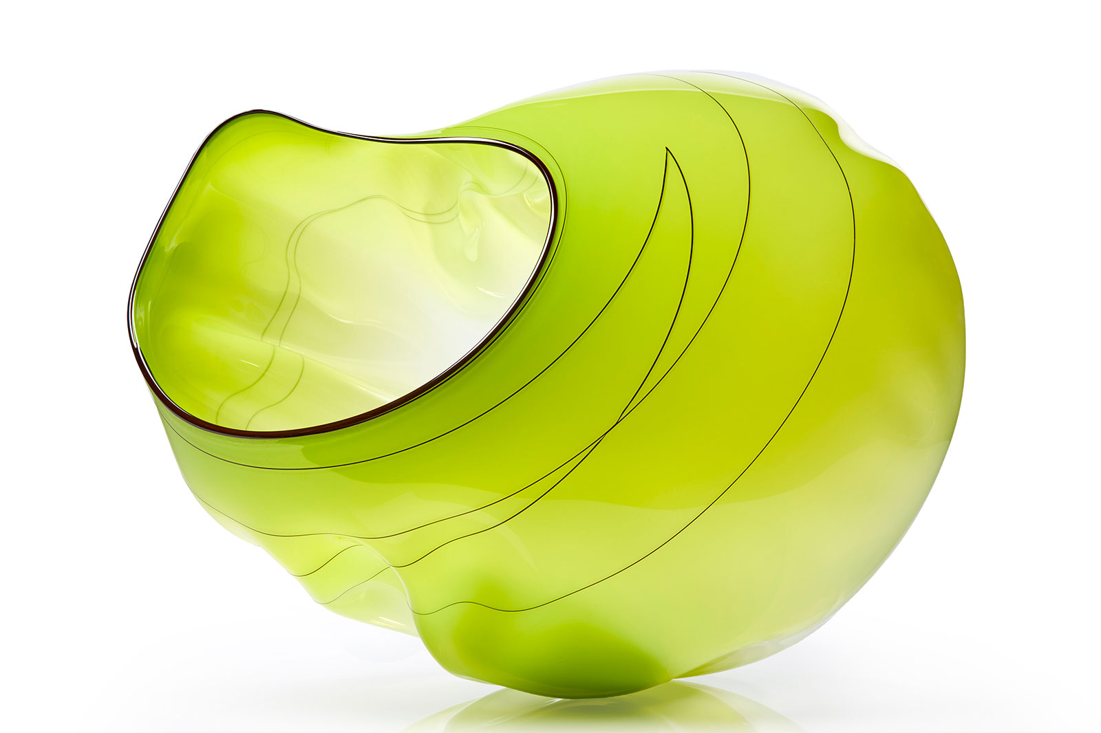 Dale Chihuly, Chartreuse Basket Set with Shadow Lip Wraps, 2017