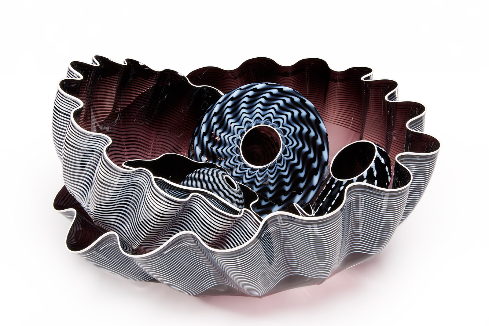 Chihuly, Black and White Seaform Set, 2018