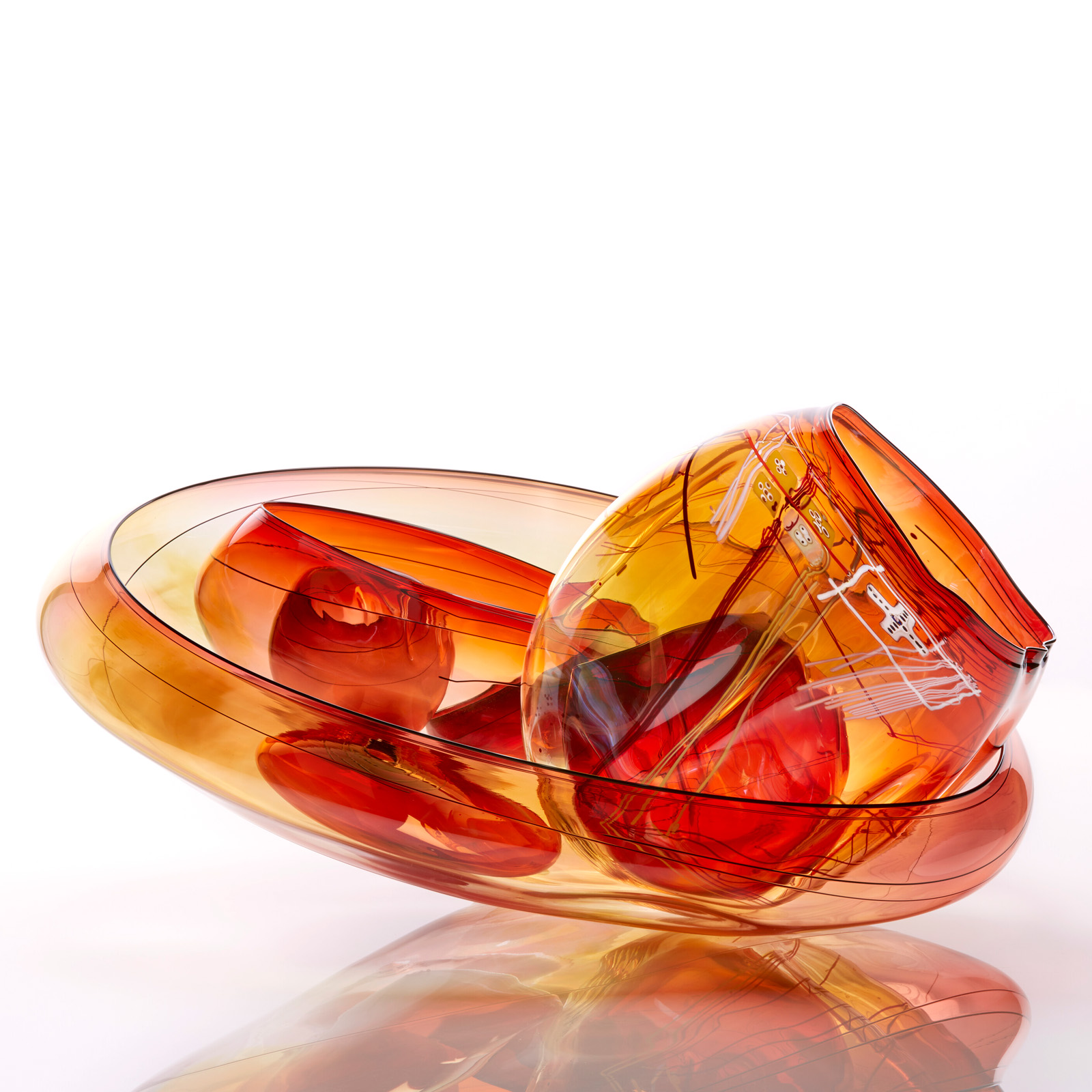 Chihuly, Garnet Flame Basket Set, 2018