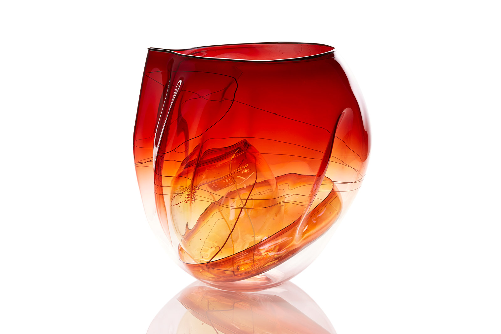 Chihuly, Garnet Flame Basket Set, 2018