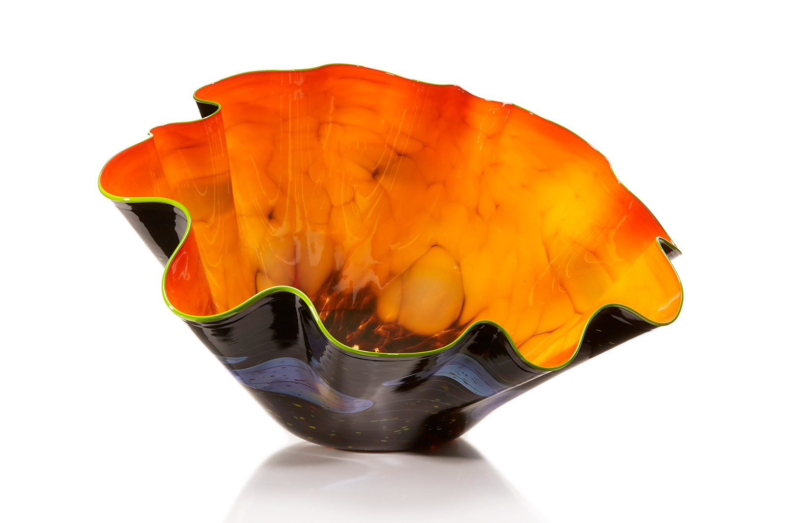 Harvest Orange Macchia with Field Green Lip Wrap, 2019, Dale Chihuly