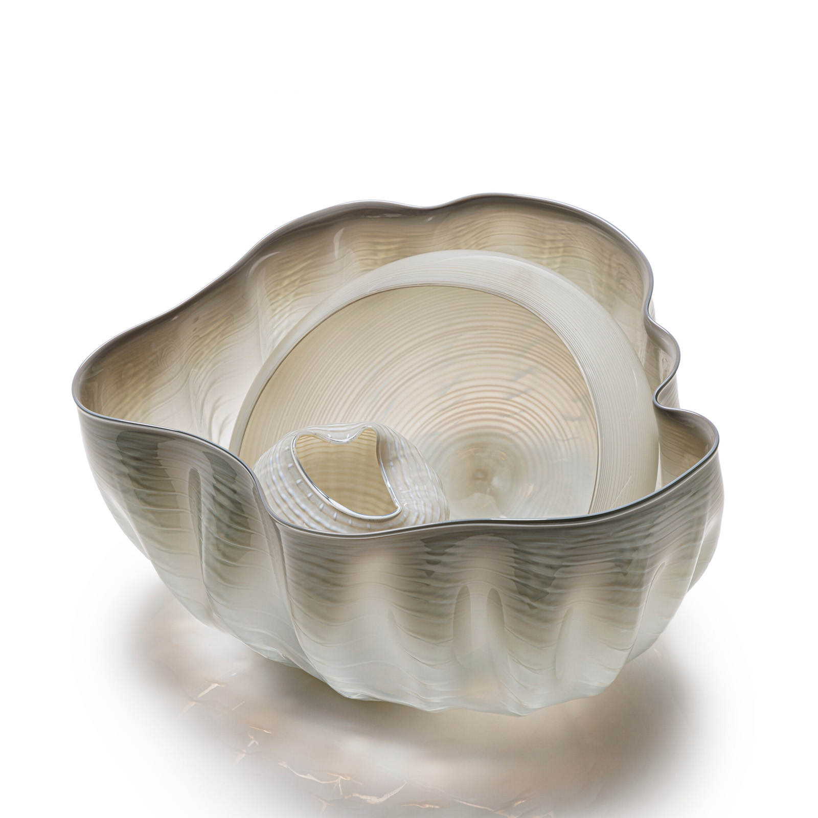 Chihuly, Dove Gray Seaform Set with Mist Lip Wraps, 1981