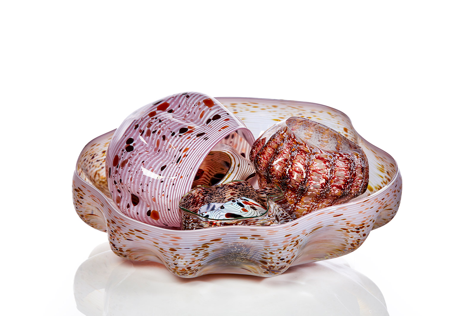 Dale Chihuly, Pale Pink Macchia Set with Ivory and Sable Lip Wraps, 1982