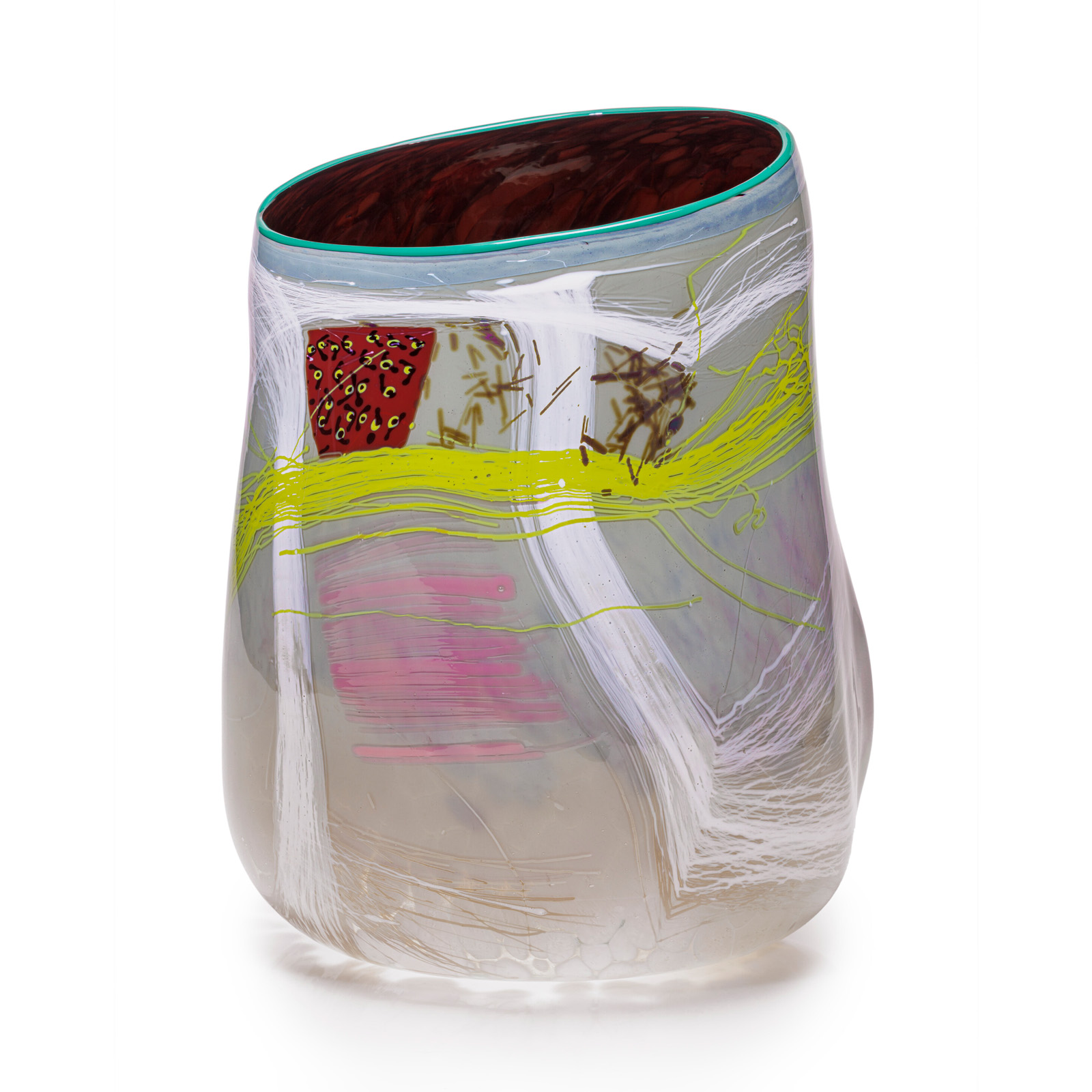 Chihuly, Russet Soft Cylinder with Indian Red Drawing, 1986