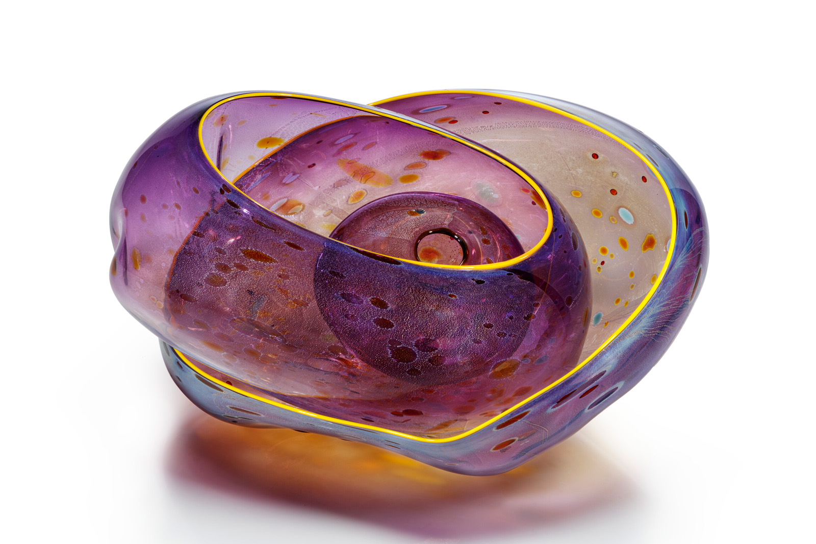 Dale Chihuly, Purple Spotted Basket Set with Yellow Lip Wraps, 1993