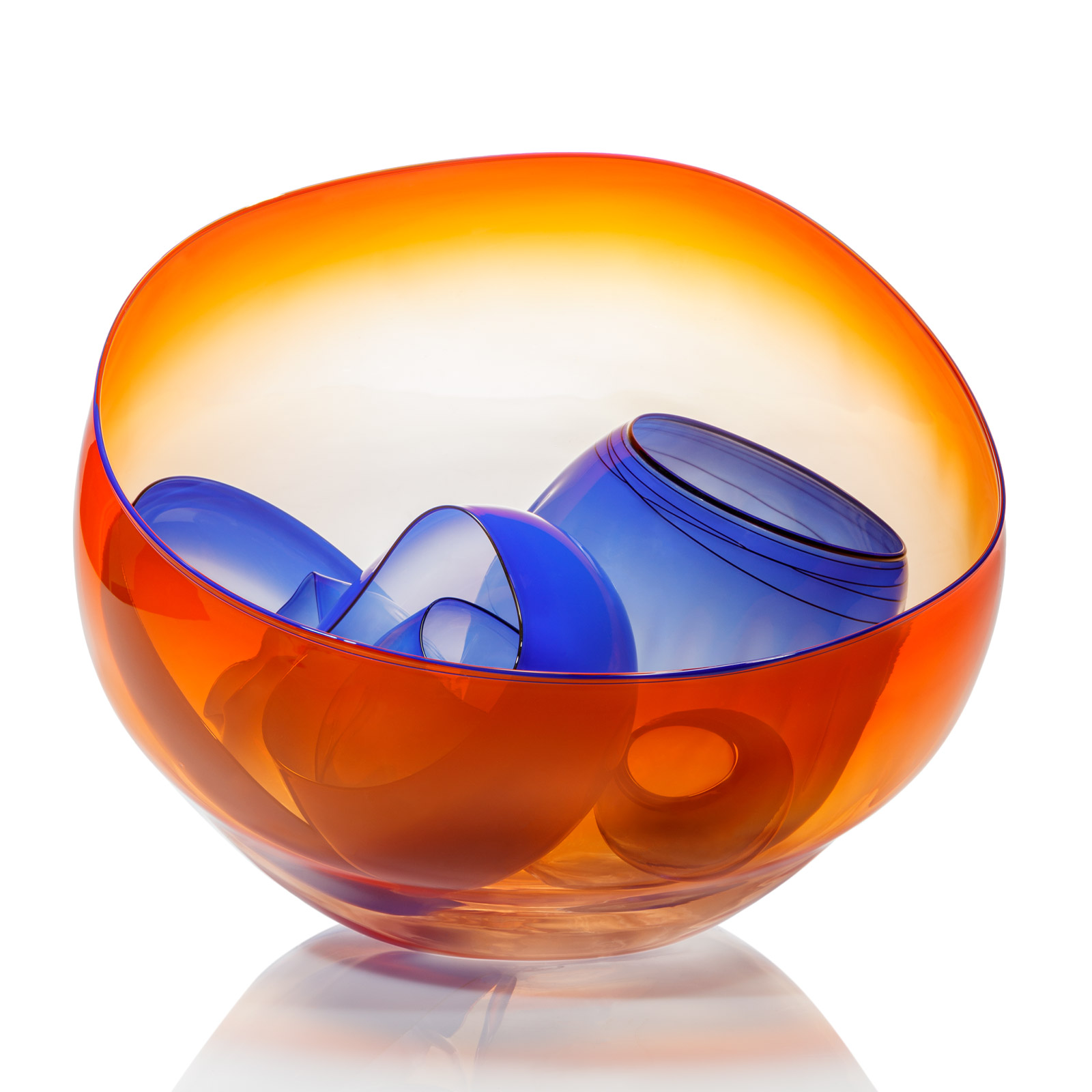 Dale Chihuly, Moroccan Orange and Royal Blue Basket Set, 1994