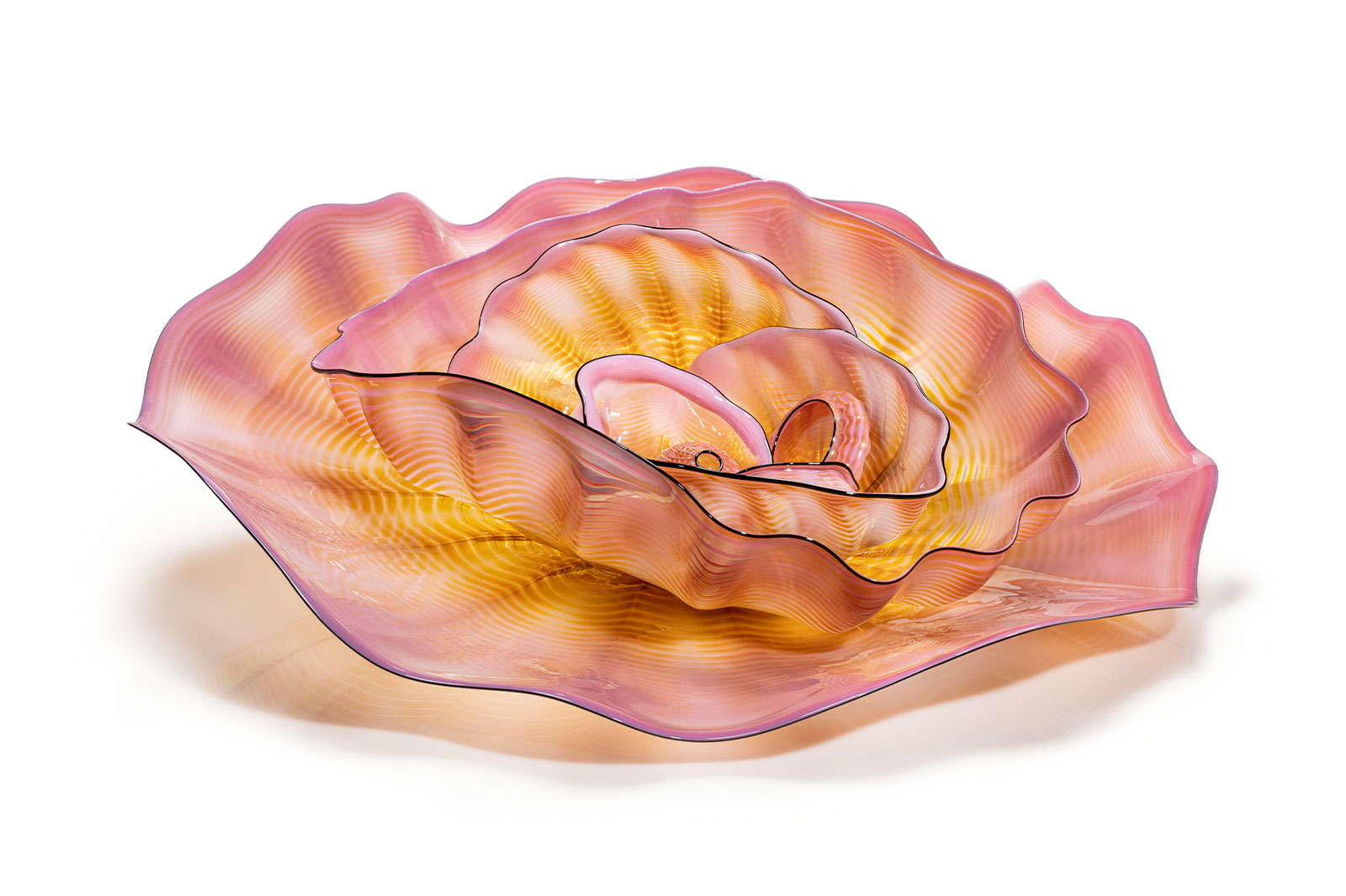 Cherry Blossom Seaform Set with Black Lip Wraps, 1998, by Dale Chihuly
