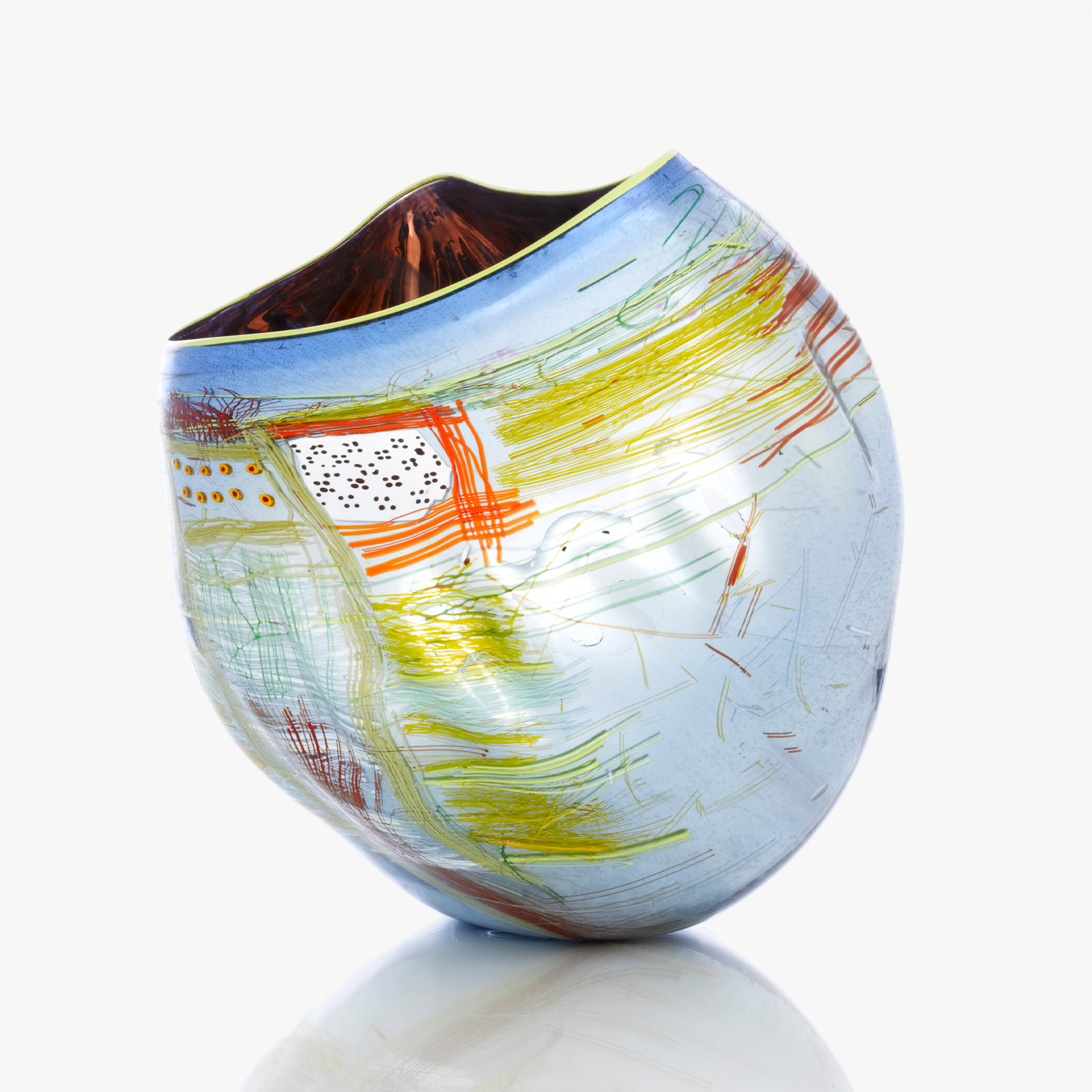 Dale Chihuly, Silvered Soft Cylinder with Harvest Yellow Lip Wrap, 2010