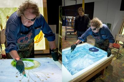 Chihuly and Parks Anderson in drawing studio, 2017
