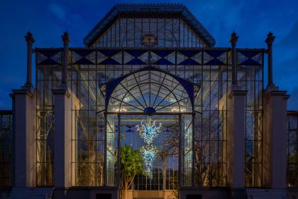 Glacier Ice and Lapis Chandelier, 2024 by Dale Chihuly